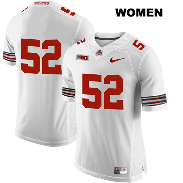 Ohio State Buckeyes Women's Wyatt Davis #52 White Authentic Nike No Name College NCAA Stitched Football Jersey BW19H35BD